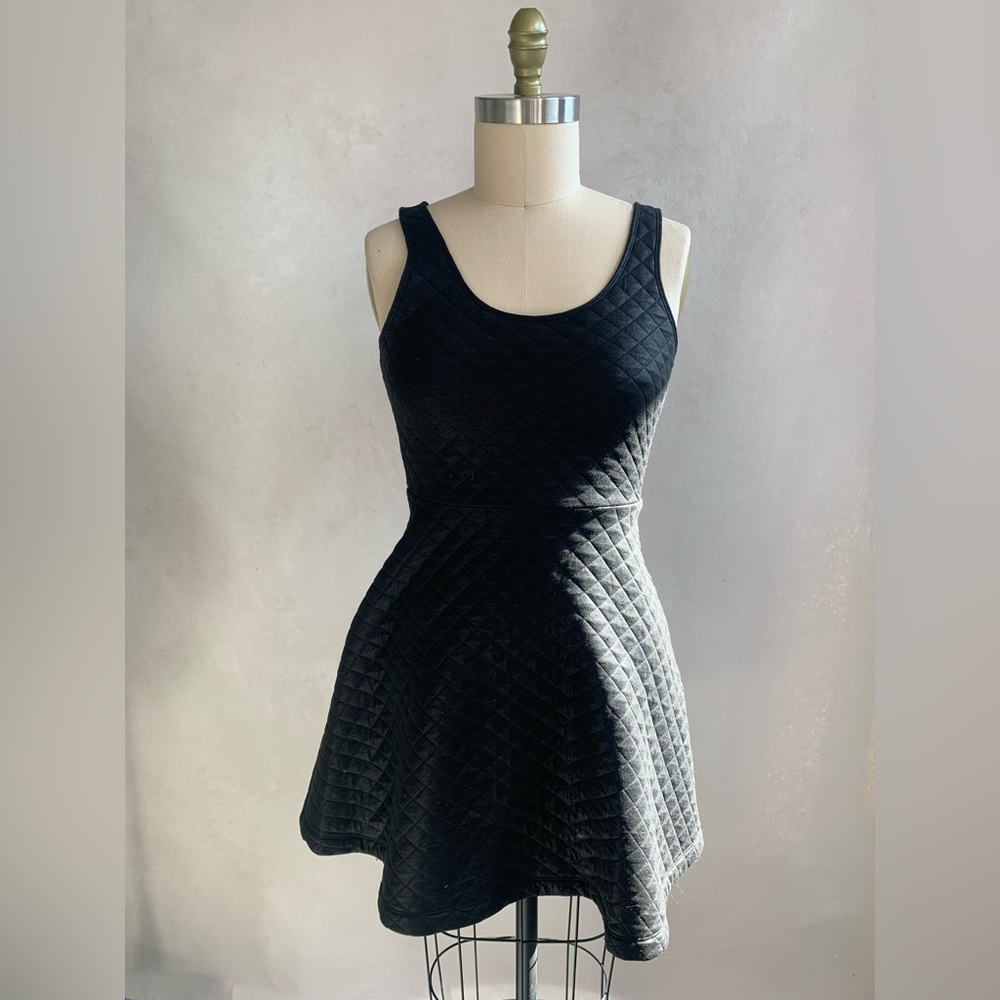 Express Quilted Black Fit and Flare Mini Dress